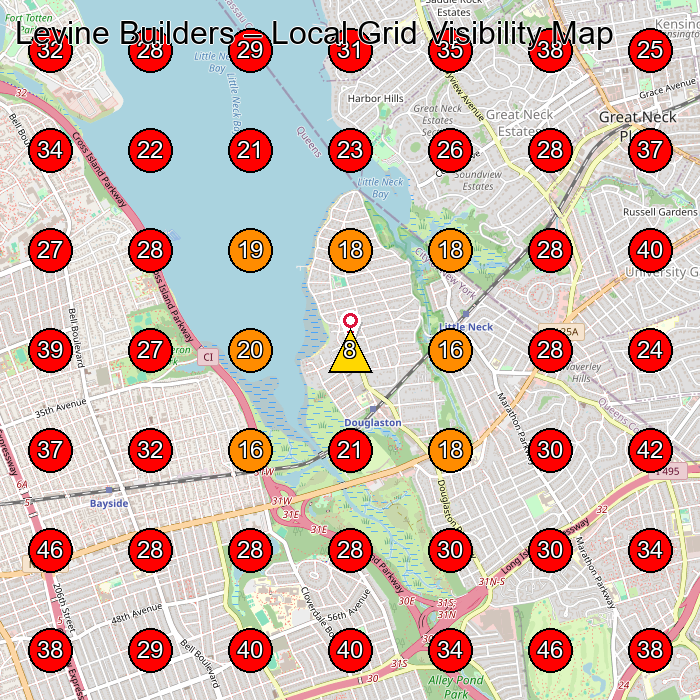 Levine Builders GeoGrid visibility map for Construction Company in Douglaston